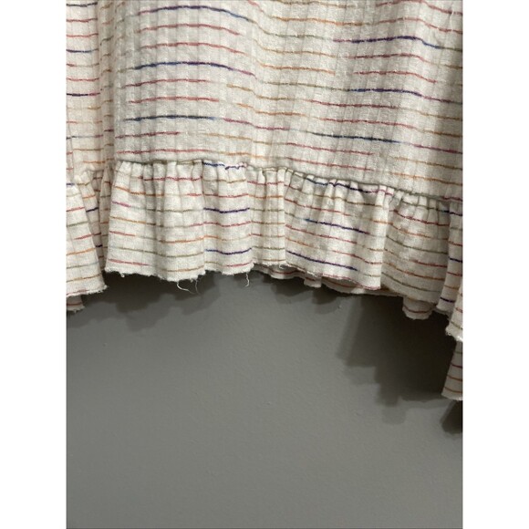 Cupio Blush Women's Sleeveless Top XL Off-White Distressed Stripe Casual Boho - Picture 9 of 15